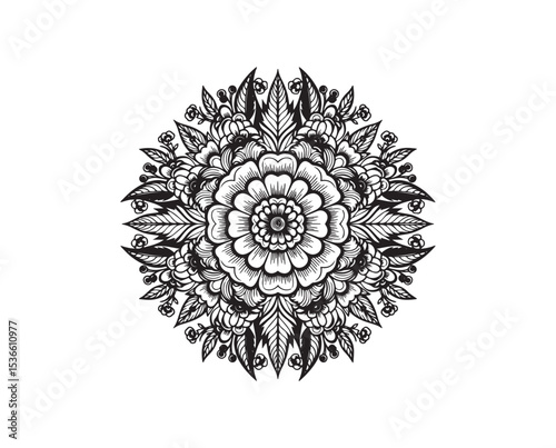 Ornate floral mandala silhouette design