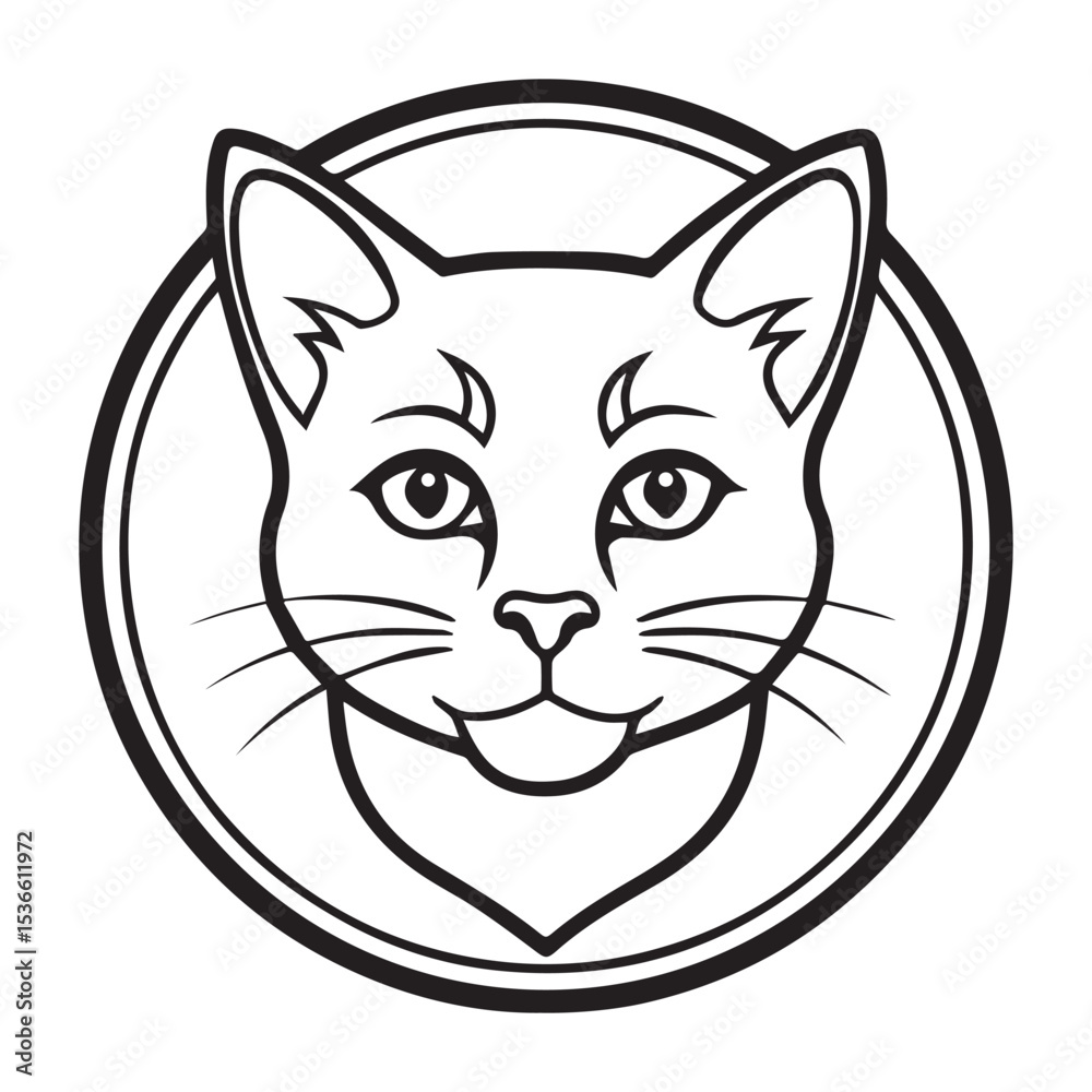 Obraz premium Cat illustration vector logo sticker silhouette 