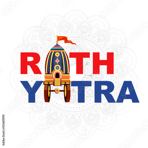 Chariot of Lord Jagannath, Balabhadra and Subhadra on annual Rathayatra in Odisha festival background