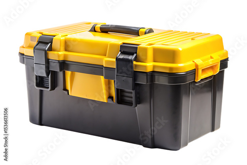 yellow and black Plastic box tool isolated -  on wite background.PNG