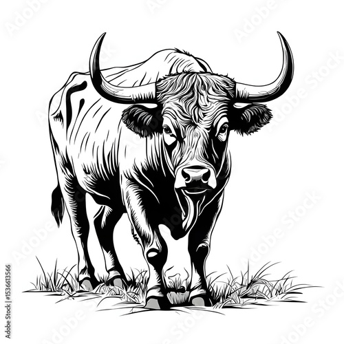 Vector picture with a bull on a white background.