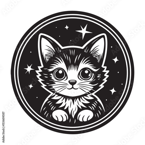 Cat illustration vector  logo sticker silhouette 