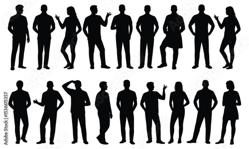 Silhouette collection diverse people standing poses