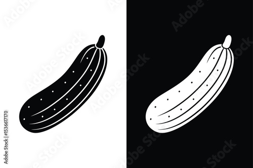 Editable Cucumber Icon silhouette Vector Design on White and Black Background
