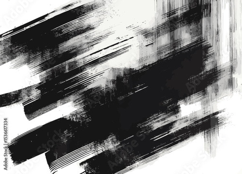  Artistic composition featuring bold black and white brushstrokes intersecting dynamically on a neutral beige background, evoking a sense of movement, energy, and creativity