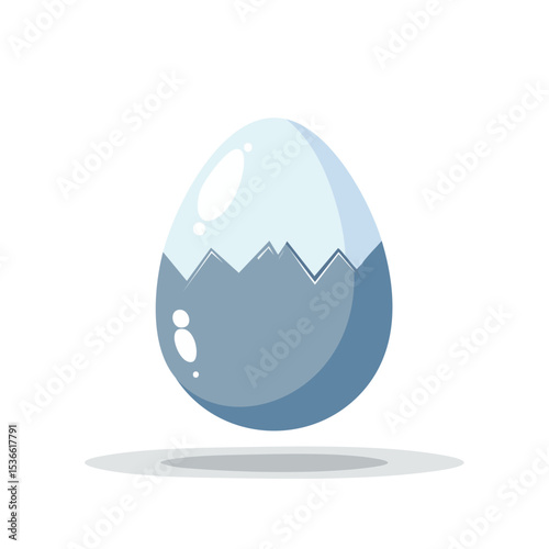 Illustration of a cracked egg with jagged edges, isolated against a black background with soft lighting and a subtle shadow.