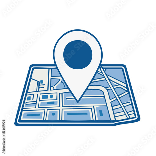 Blue toned map with white pinpoint destination marker illustration navigation and cartography location concept for design