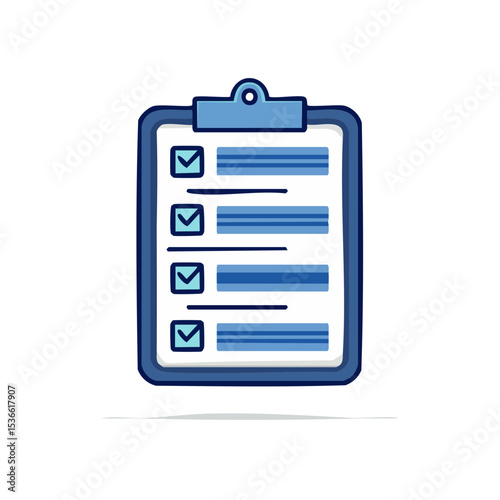 Checklist clipboard icon with check marks. Task management tool. Flat design for project management and list of tasks completed.