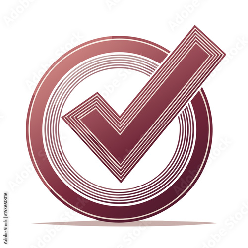 Abstract Check Mark Verification Symbol in Circle Design Element Concept