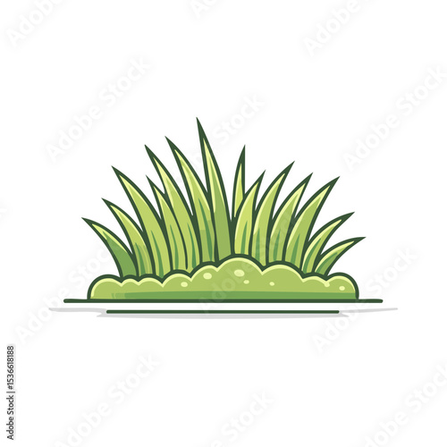 Cartoon Illustration of a Green Grass Patch, Isolated on Black Backdrop