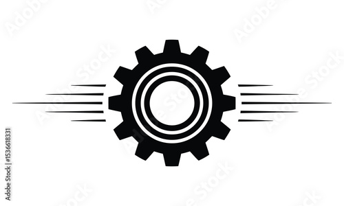 Fast rotating gear cogwheel machine part icon