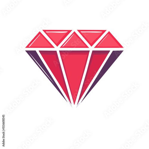Elegant Ruby Red Gemstone Illustration on Black Background Sparkly Precious Diamond Jewel