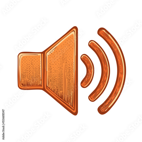 Orange Loudspeaker Volume Graphic with Sound Waves Illustration on Dark Background