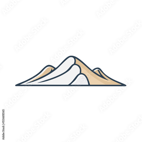 Stylized Mountain Peaks Illustration with Snow Capped Ridges on Black Background