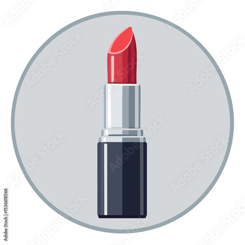 Cosmetic Elegance Illustration of Red Lipstick Makeup Beauty Fashion Accessory Glamour Style