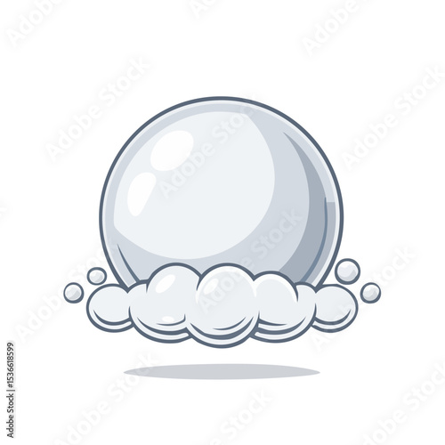 Cartoon Cloud and Circle Shape Graphic with Shadow Floating on Black Background