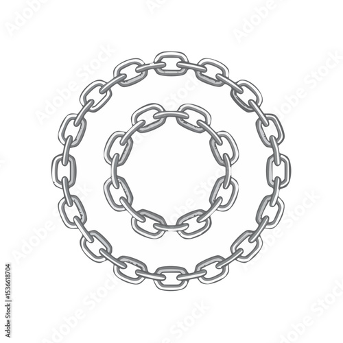 Two Circles of Silver Chains on a Black Background: Security, Connection, and Strength