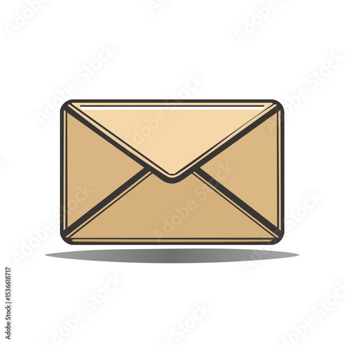 Brown Envelope Illustration, Correspondence Design, Email Icon, Communication Concept