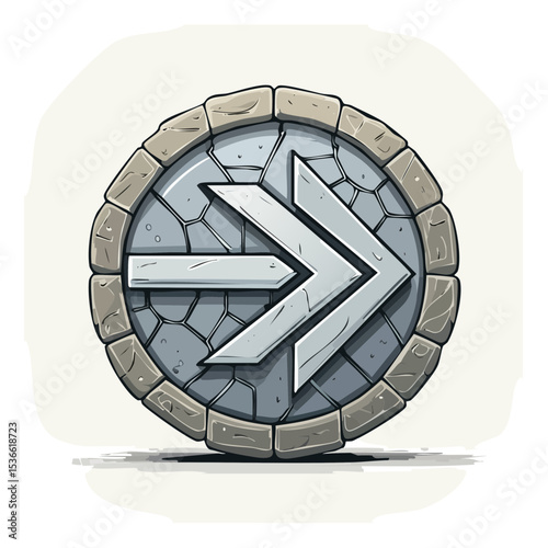 Stone Circle with Double Arrow Carving Graphic Vector Illustration