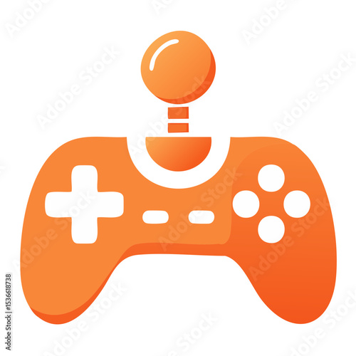 Orange Controller with White Buttons and Joystick Illustration for Video Game Play