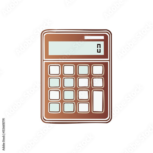 Brown Calculator with Buttons for Mathematical Calculations School Business and Finance Illustration Isolated on Black