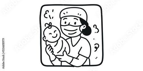 nurse holding newborn,  maternity nurse with baby
