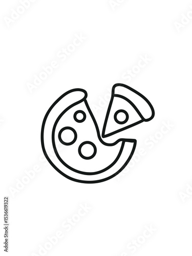 pizza with slice icon,  fast food outline icon