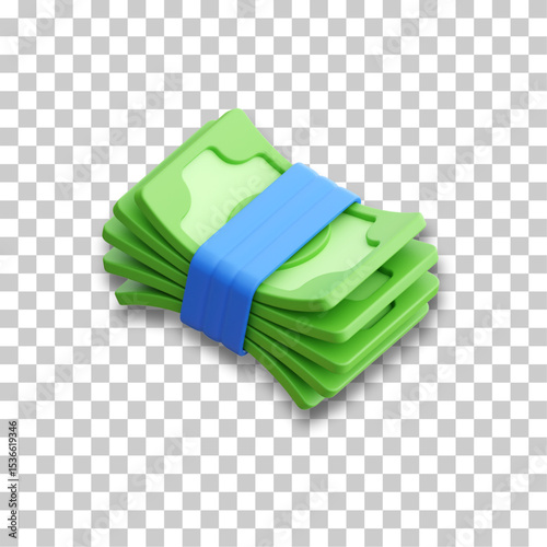 Money 3D Render Vector Icon Set – Finance, Investment, Trade, and Banking Strategy Pictograms