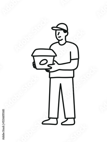 burger courier icon,  delivery guy with fast food