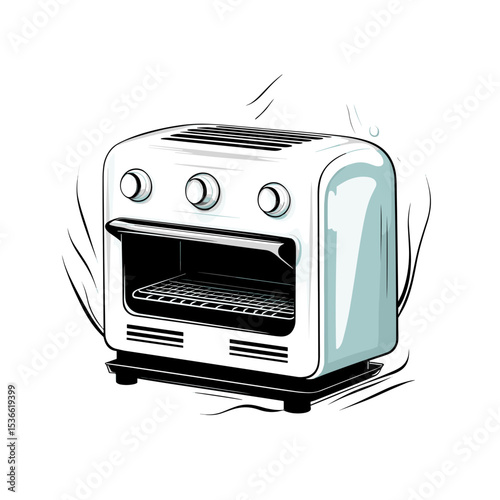 Retro toaster oven in a minimalist style with clean lines  