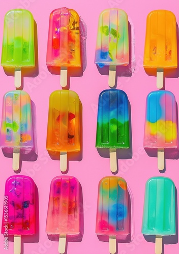 Assorted fruit sorbet — colorful frozen dessert arrangement
