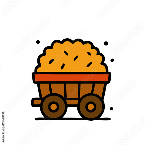 A wagon full of hay, representing harvest, rural life, and traditional autumn scenes.