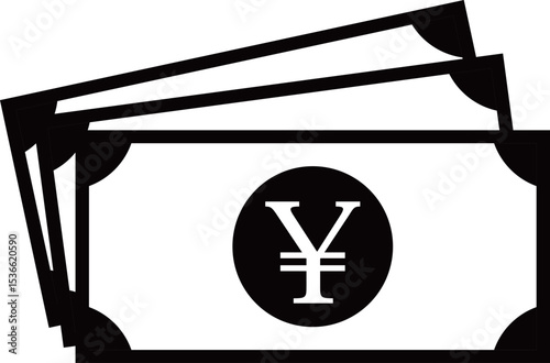 円記号の紙幣アイコン　モノトーン