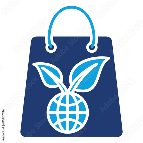 Eco Bag Flat Blue Icon