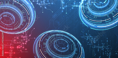 Abstract background. Scientific and technological concept with the use of technical elements formed in the shape of a circle. Vector