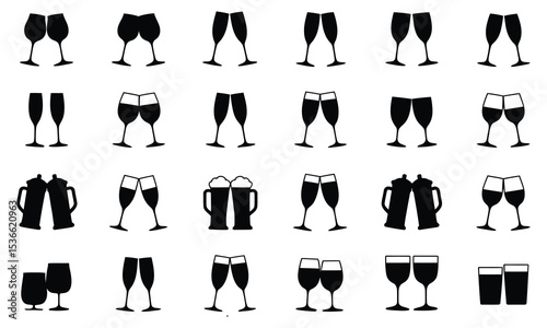 Collection of black and white drink icons