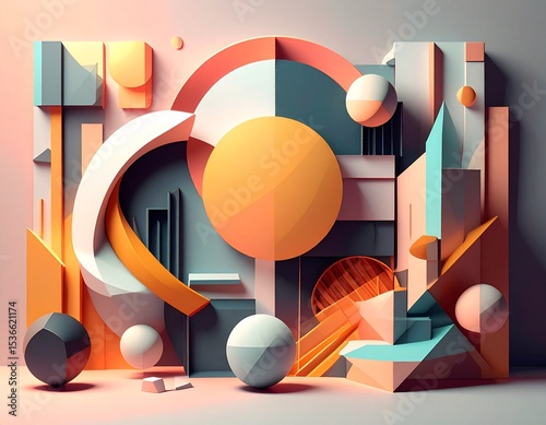 A unique and modern digital artwork combining minimalist design with textured 3D elements. Generated AI.