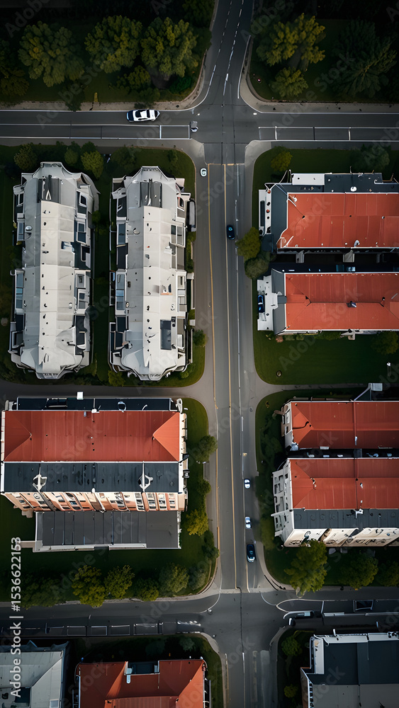 custom made wallpaper toronto digitalAerial view of parked, moored canal narrowboats, aerial view of a colorful residential district with vibrant buildings, aerial view and aerial top-down view of abandoned oil tanker trucks.