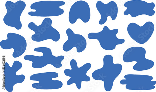 Set of Blobs abstract shape organic banner design element. Blue blobs