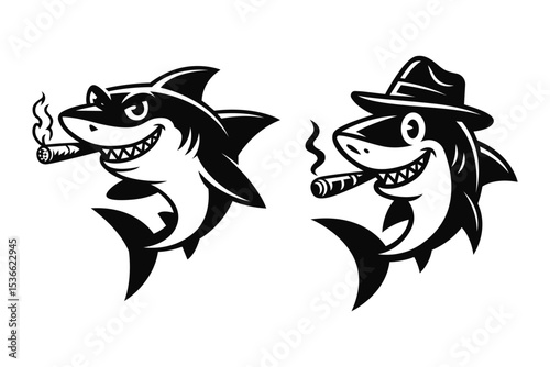 Cool sharks smoking a cigar vector