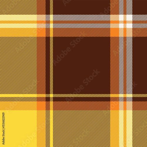 Vibrant autumnal plaid pattern in warm yellow, orange, and brown hues.  Perfect for textile design, fallthemed projects, or creating a cozy and stylish aesthetic.
