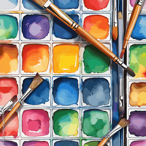 Vibrant Watercolor Paint Set with Brushes for Creative Artistic Expression and Colorful Painting Projects