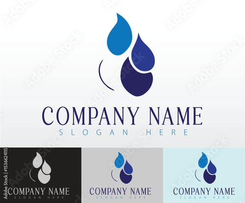 A minimal logo design featuring a water drop.