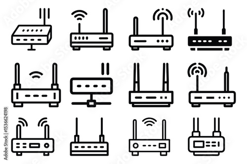 Set of modern router icon vector illustration on white background.