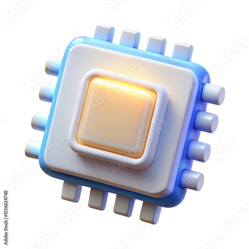 3d rendered illustration of a modern computer processor microchip on transparent background