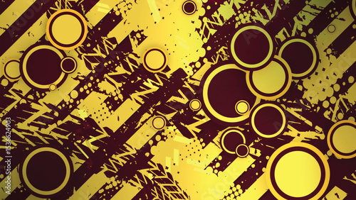 Yellow Red Grunge Circle Abstract Vector Background
