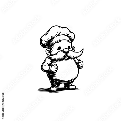 Charming cartoon chef illustration with a cute design and playful characterization