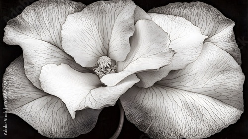 Monochrome Flower Bloom Closeup Detailed Petals
