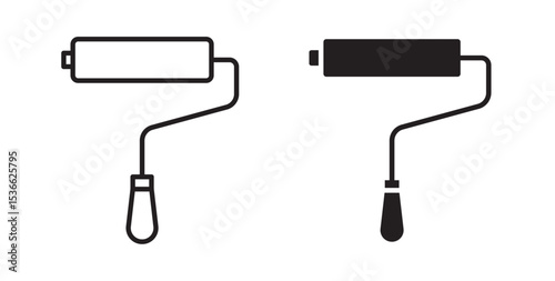 Paint roller icon Roller painter icons. Watercolor palette and paintbrush