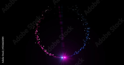 Spinning Particles Ring Trail in 4K. Glitter Particle Moving On Black Background. Shining Glitter Flicking Trail for Awards, Anniversary, New Year, Christmas, and Festival.